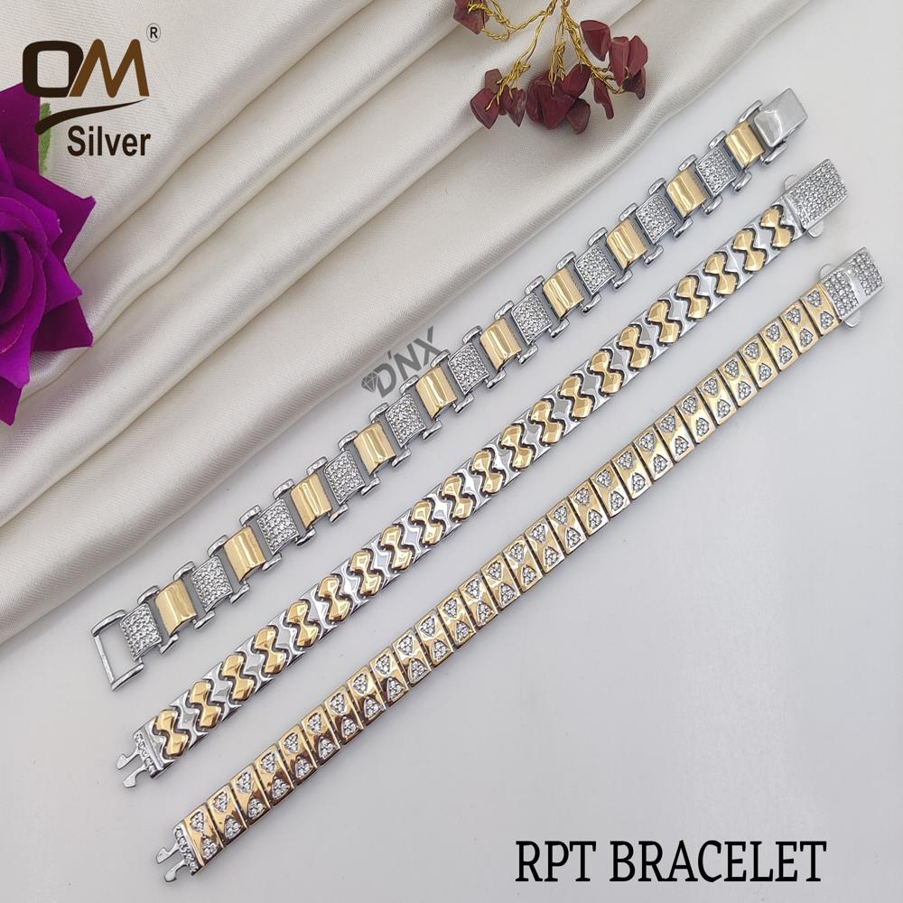 Silver Rpt 2Ton Gold , Rose Gold Mens Bracelet - Occasion: All