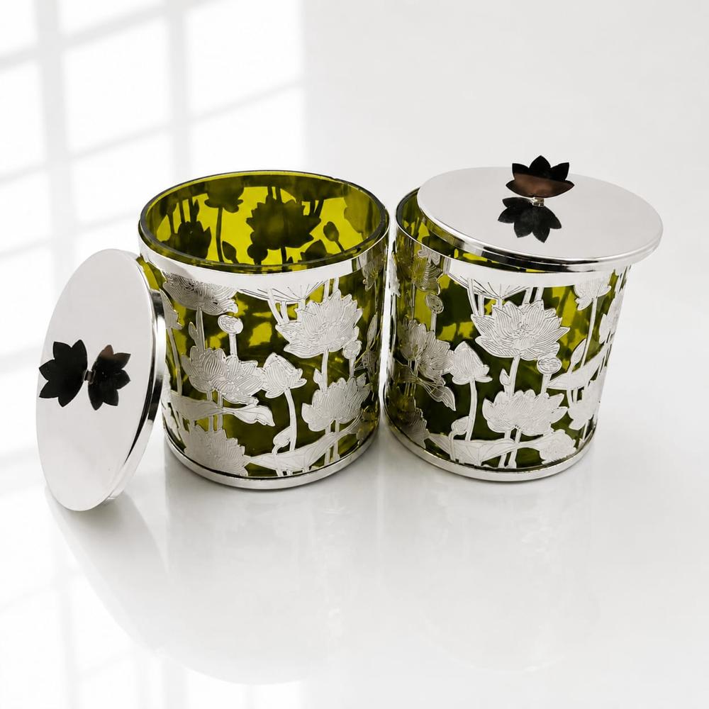 German Silver Dry Fruit Container Set With Velvet Gift Box