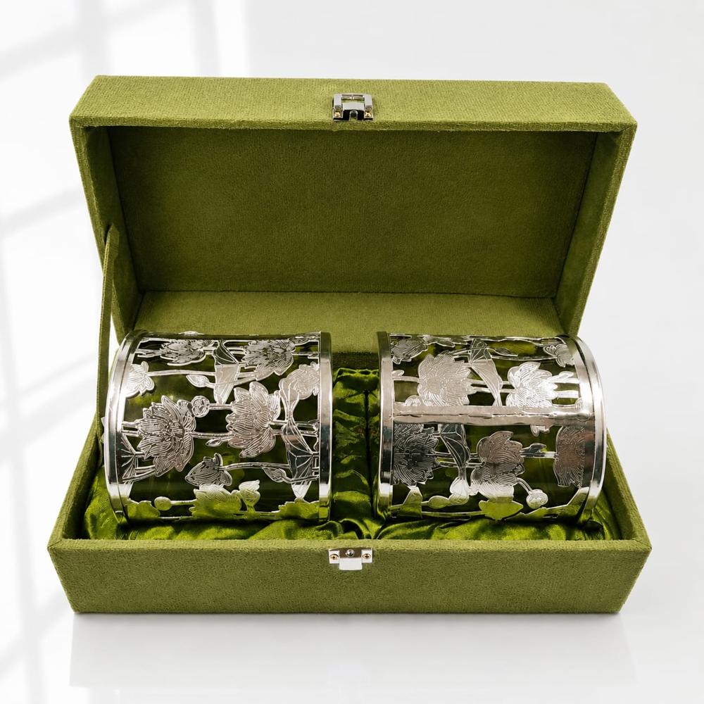German Silver Dry Fruit Container Set With Velvet Gift Box
