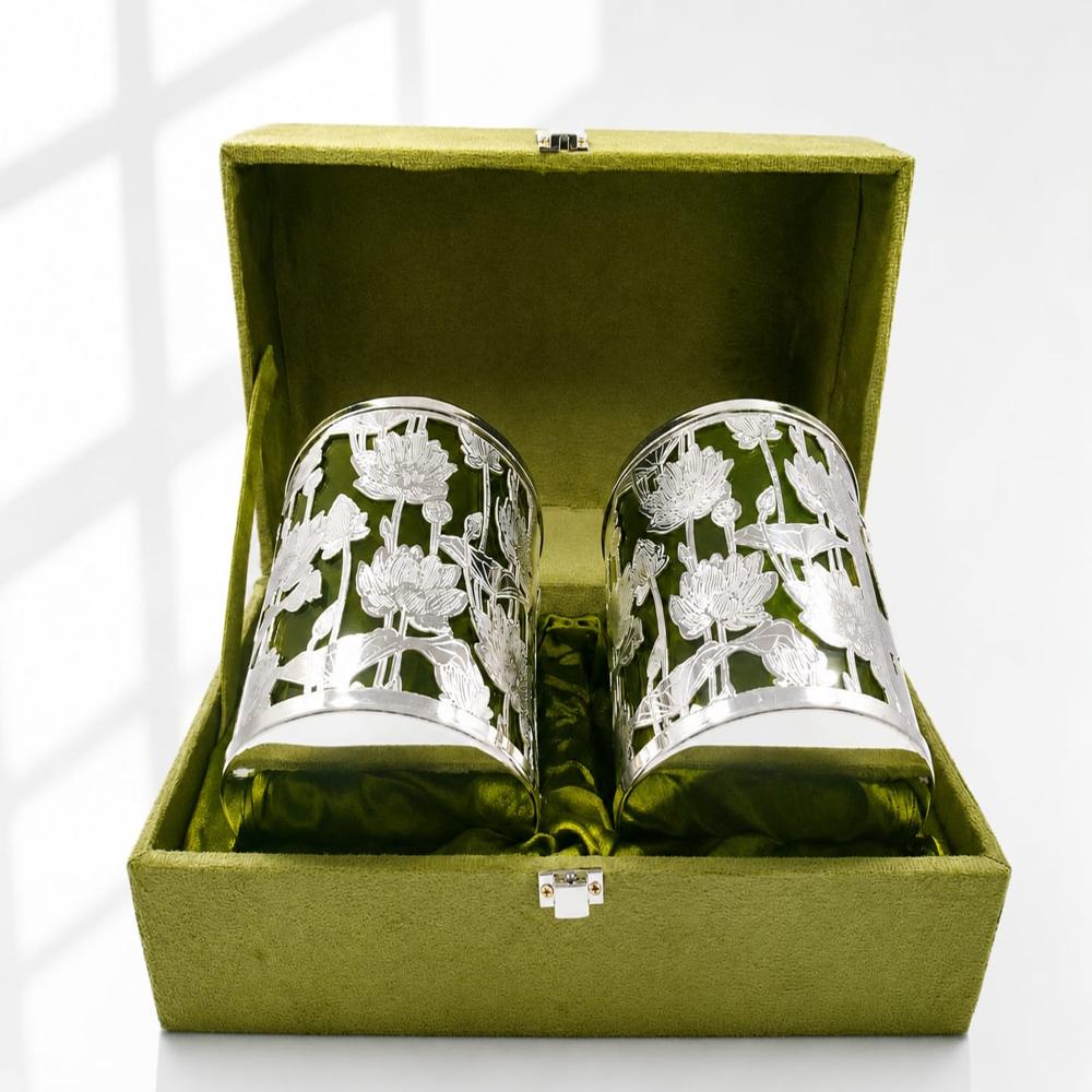 German Silver Dry Fruit Container Set With Velvet Gift Box