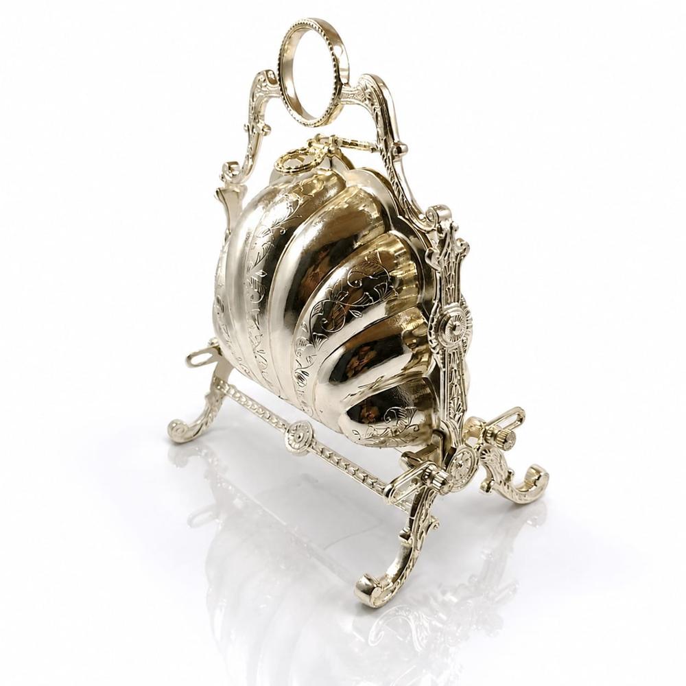 German Silver Vintage Biscuit Pot With Decorative Stand
