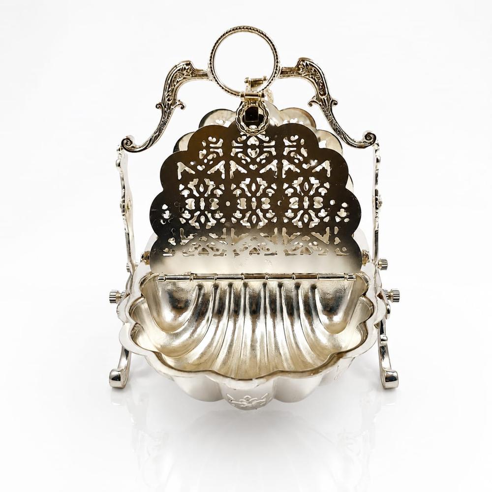 German Silver Vintage Biscuit Pot With Decorative Stand