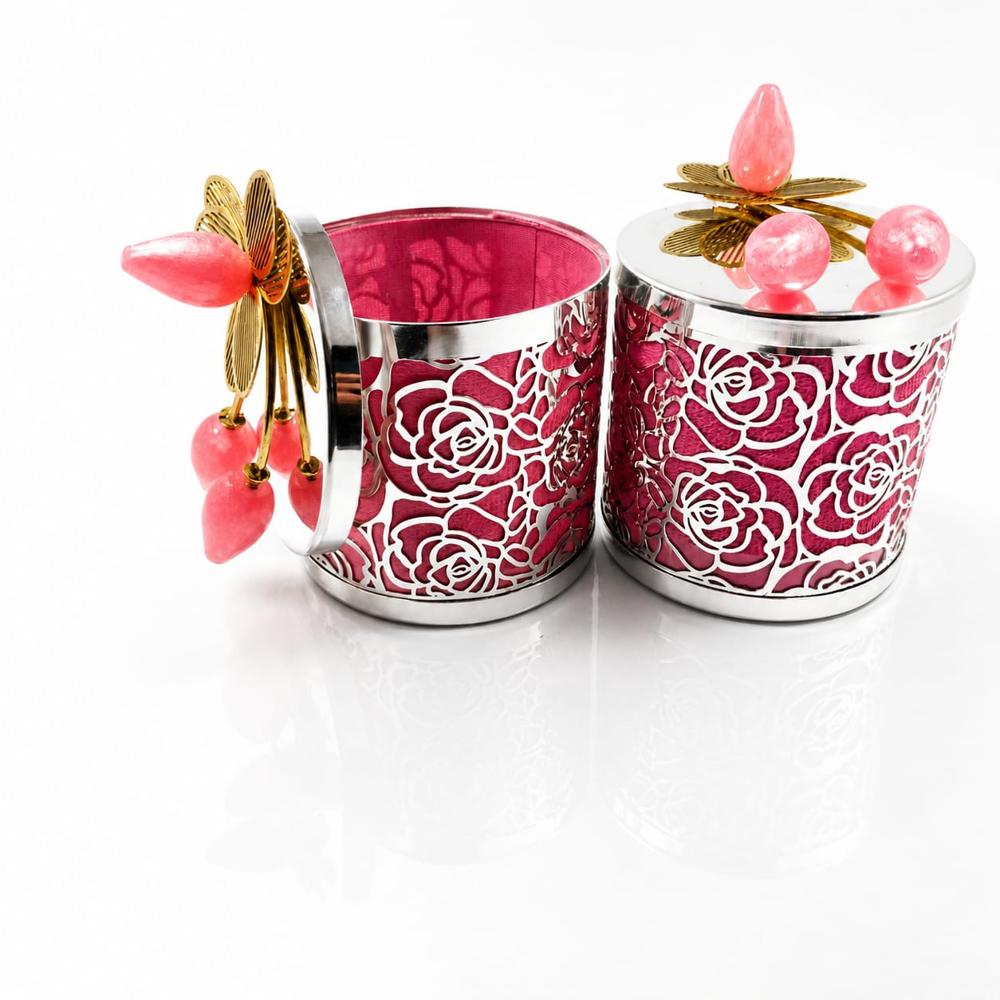 Rose Design German Silver Jar Set