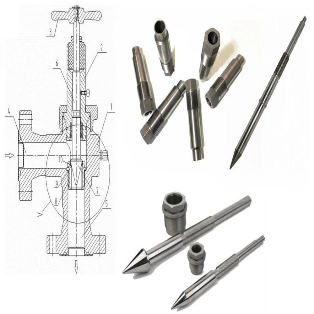Cemented Tungsten Carbide Choke Valve Stem or Adjustable Choke Stem for Oil & Gas Wellhead Equipment