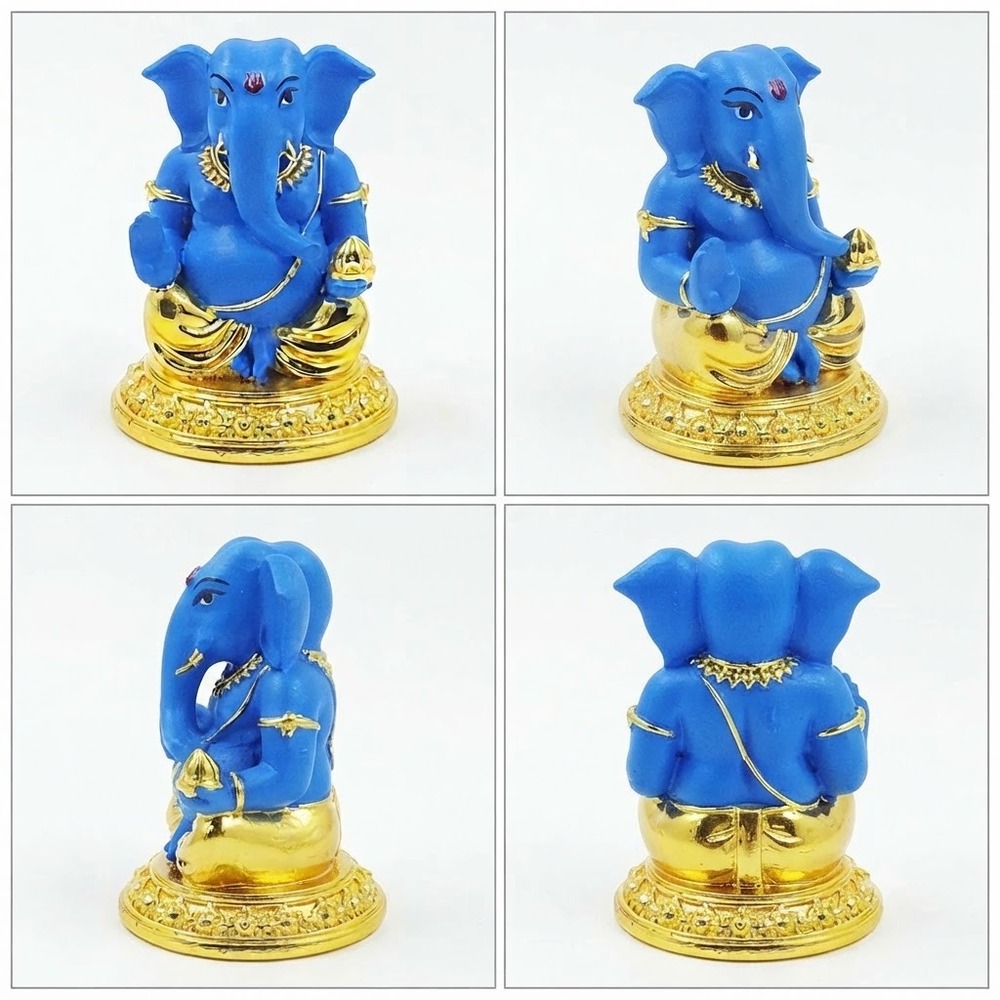 Blue Gold Plated Ganesh Statue