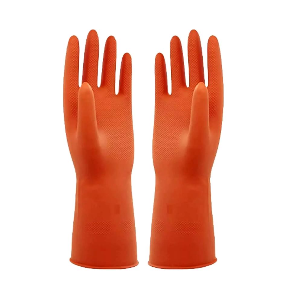 Senstouch Rubber Gloves - Rubber Material, Full Finger Style, Orange Color | Unisex, Chemical Resistant, Washable, Ideal For Industrial And Laboratory Use