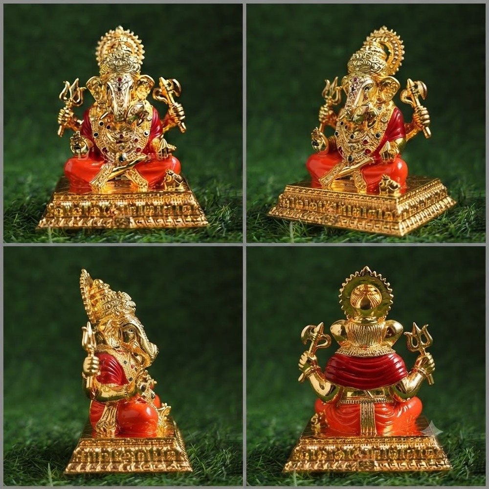 6 Inch Gold Plated Ganesh Statue