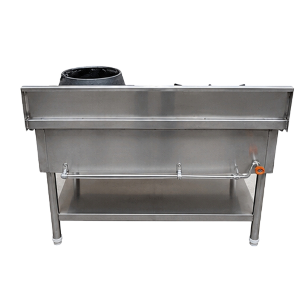 Chinese Burner Range - Stainless Steel, Standard Size, Silver Color | Semi-automatic, Electric Power, Square Shape For Restaurant Use