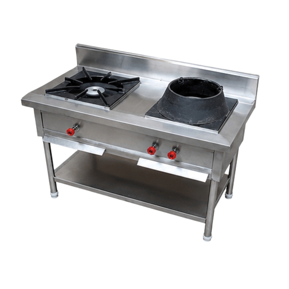 Chinese Burner Range - Stainless Steel, Standard Size, Silver Color | Semi-automatic, Electric Power, Square Shape For Restaurant Use