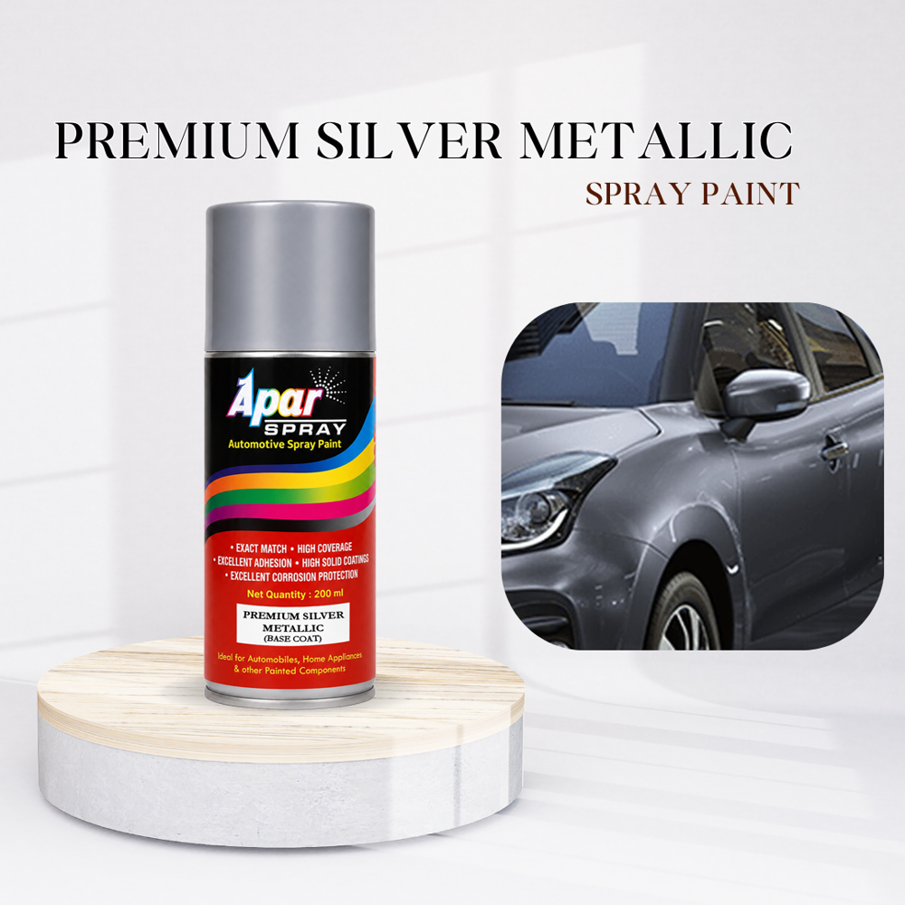 APAR Spray Paint Premium Silver Metallic (RC Colour Name) +GC Compatible for Maruti Cars -200 ml (Pack of 2-Pcs)