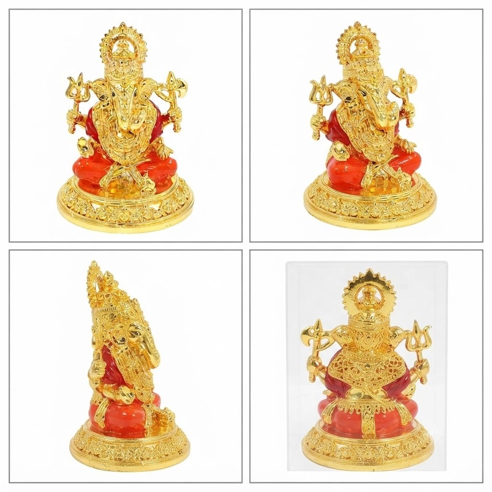 3 Inch Gold Plated Ganesha Statue