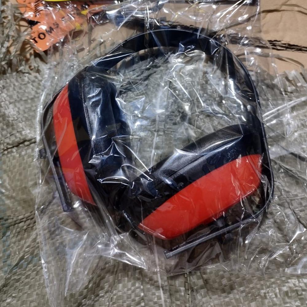Ear Muff - Plastic Material, Black And Orange Color | Unisex Design With Headband For Noise And Cold Weather Protection