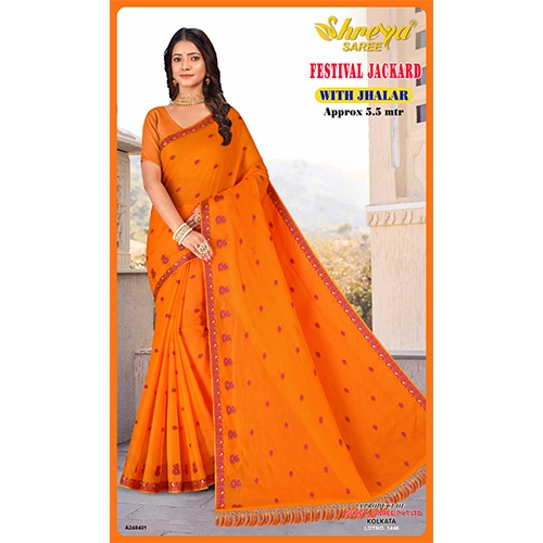 Radhika Jacquard Sarees - Color: Orange