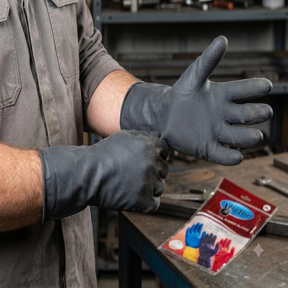Victor Plus Black Rubber Safety Gloves