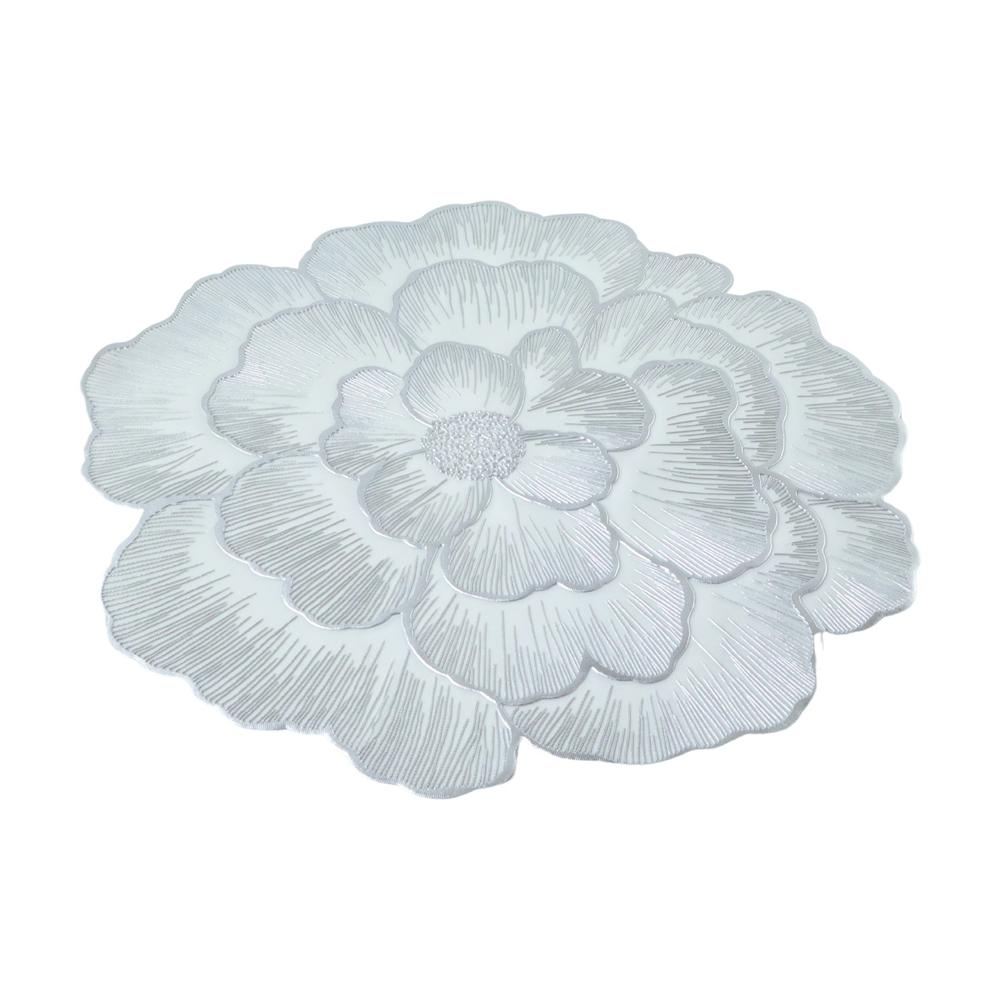 Round Floral Design PVC Table Mat 1 Pc 36x36 Cm