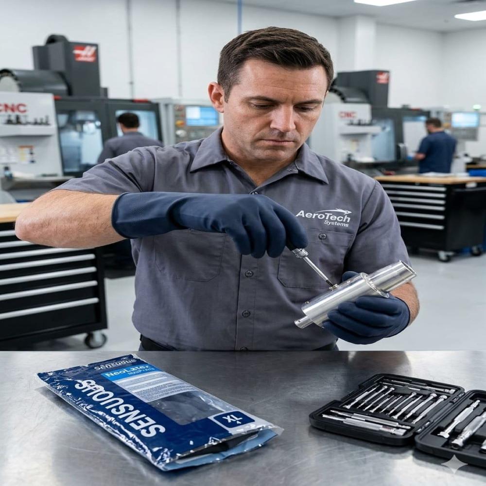Sensuous Rubber Gloves - Pure Latex, Various Sizes , Black Color, Full Finger Style, Interlock Lining, Tear Resistant, Durable Stitching