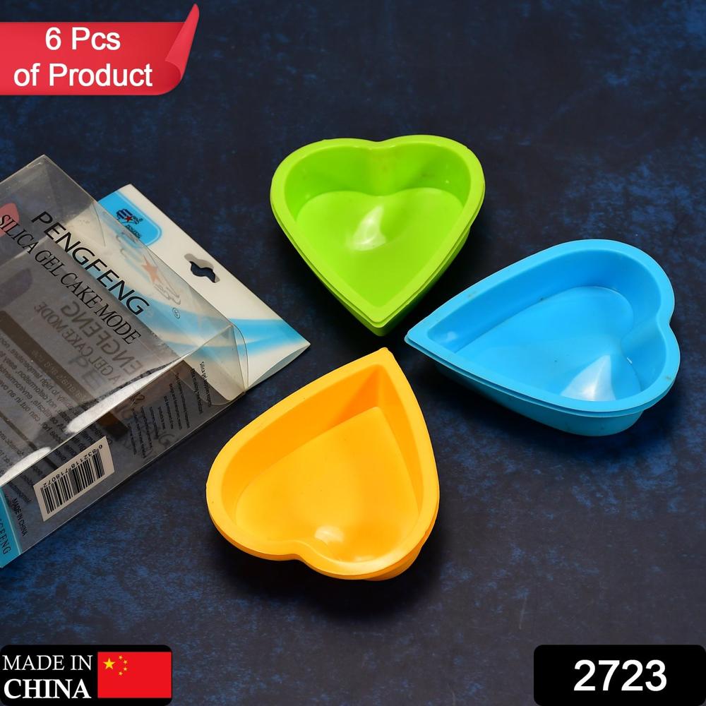 Heart-shaped Silicone Cake Mold Baking Tools & Bakeware (pack Of 6) - Application: As Per Product Requirement