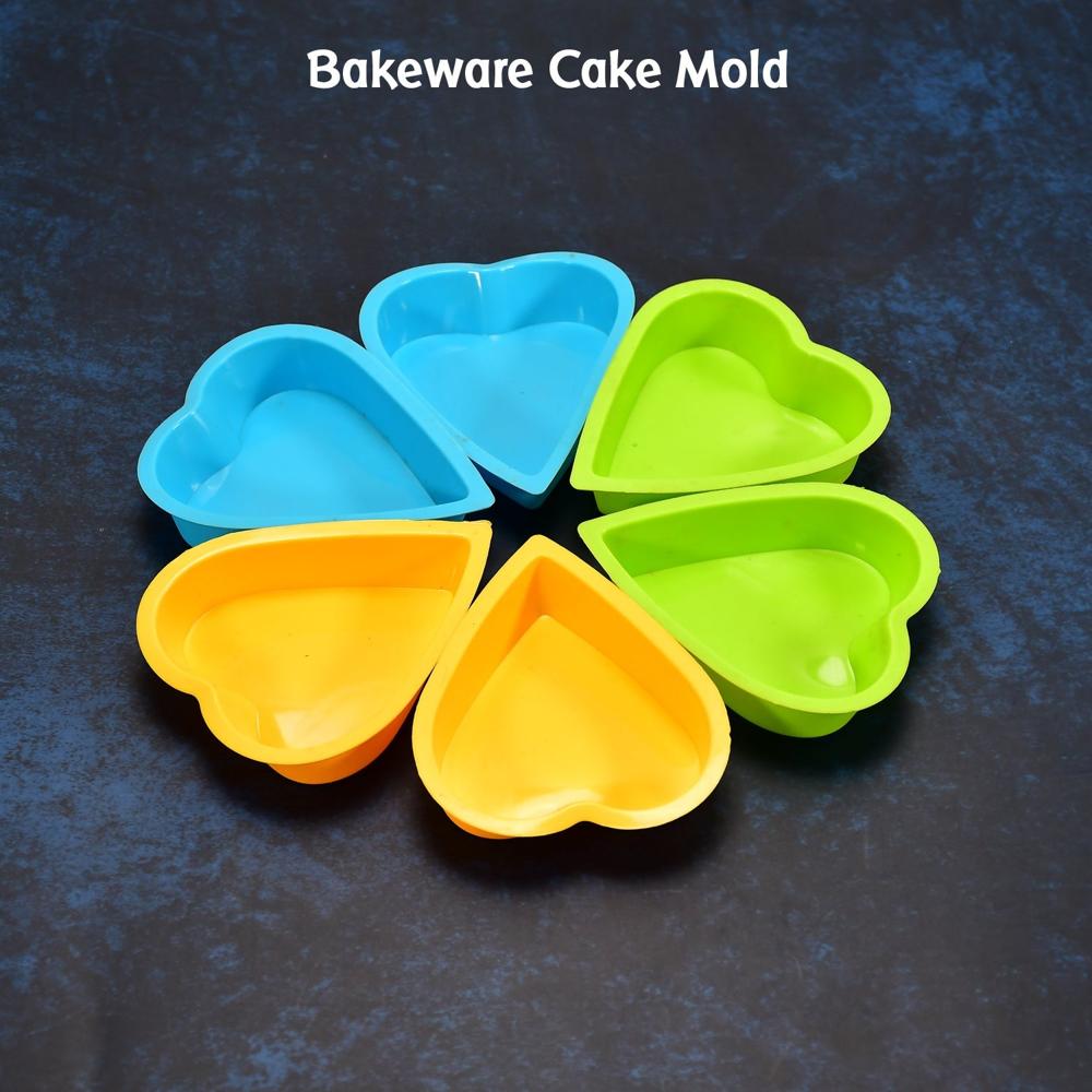 Heart-Shaped Silicone Cake Mold Baking Tools & Bakeware (Pack of 6)