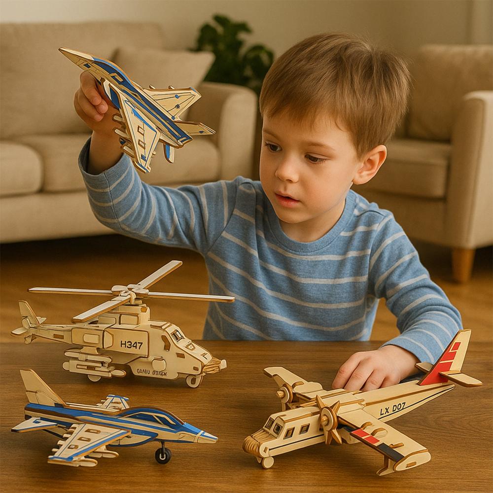 3D Wooden Aircraft Puzzle DIY Assembly Kit (Mix Design 1 Set)