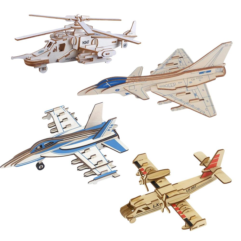 3D Wooden Aircraft Puzzle DIY Assembly Kit (Mix Design 1 Set)