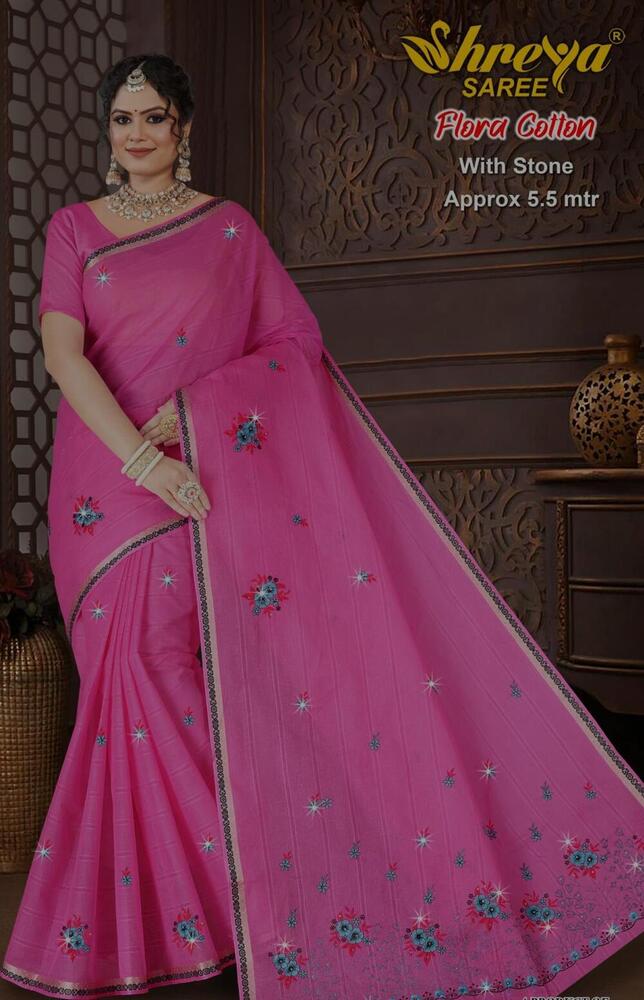 flora cotton with stone saree