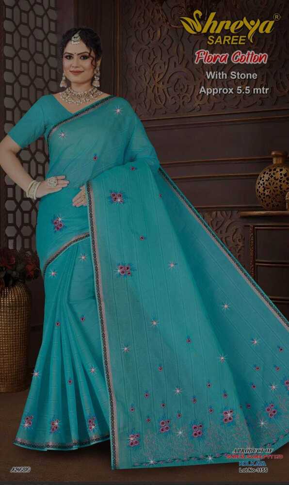 flora cotton with stone saree