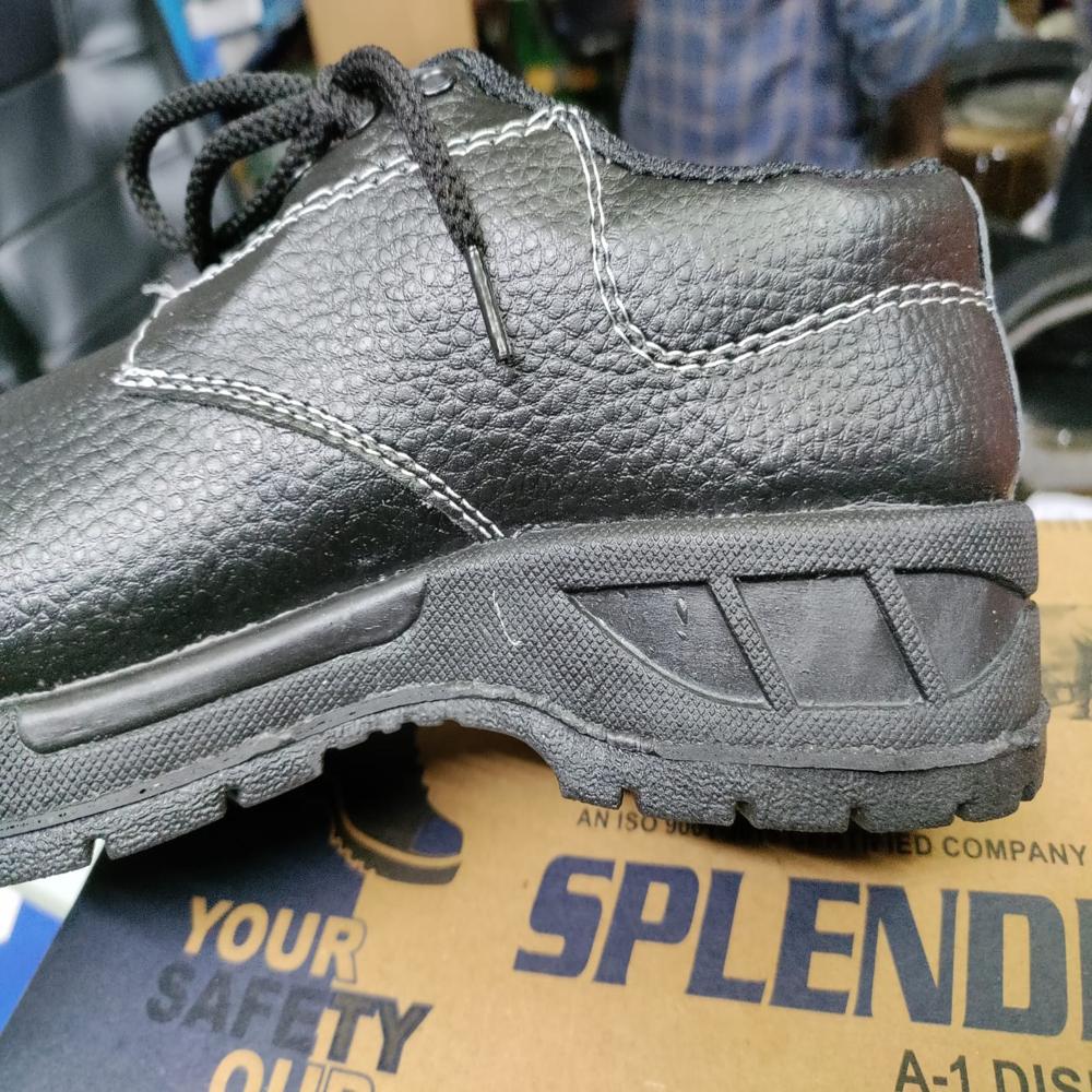 Medium Ankle Safety Shoes - Kankor Leather, Different Sizes Available, Black Lace Shoes For Men | Stylish And Durable Footwear