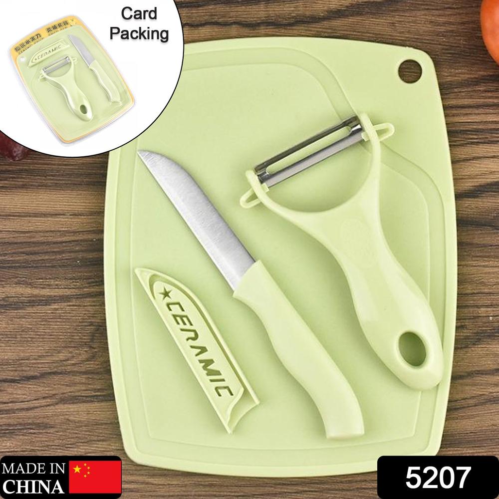 Plastic Kitchen Peeler - Green & Classic Stainless Steel 3-Piece Knife Set Combo - Application: As Per Product Requirement