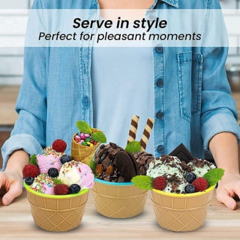 Ice Cream Waffle Bowl Set with Spoon 2 Units