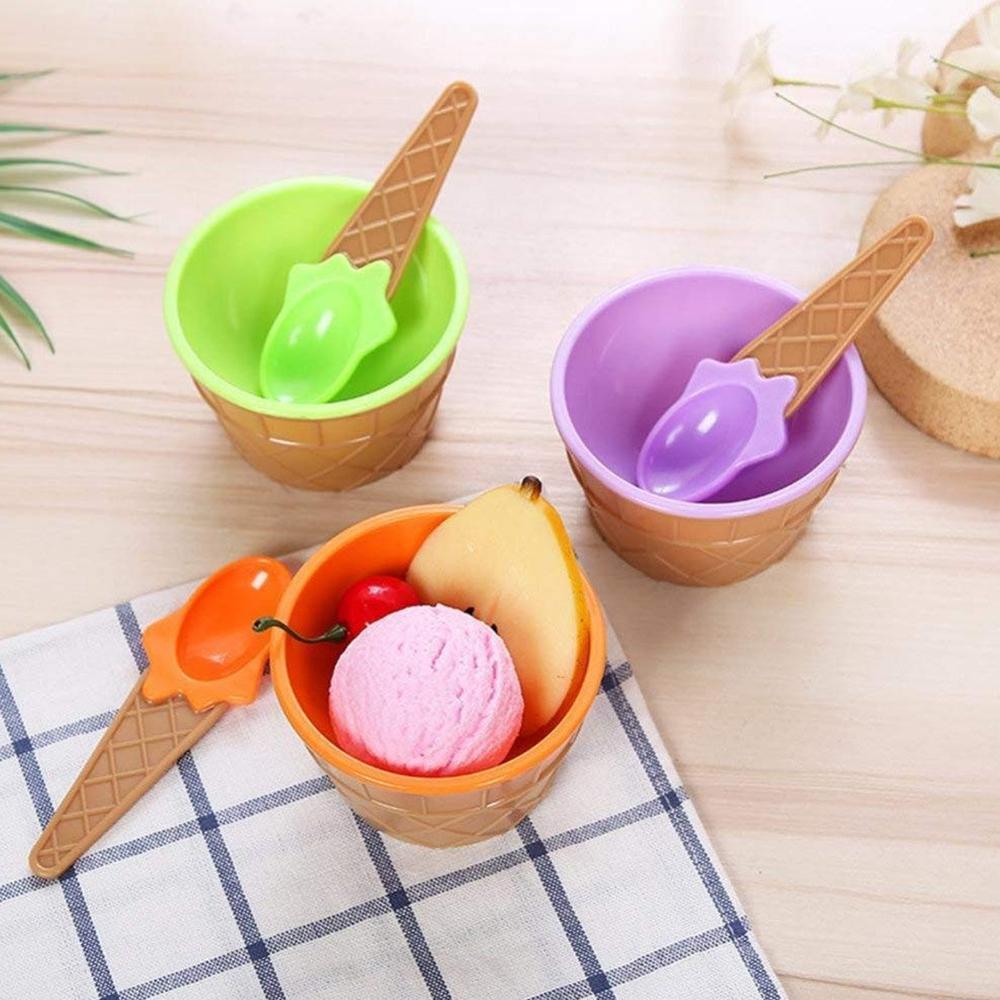 Ice Cream Waffle Bowl Set with Spoon 2 Units