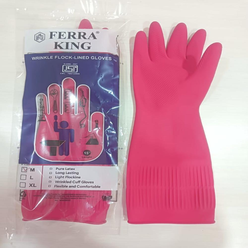 Ferra King Grip Pink Rubber Hand Gloves