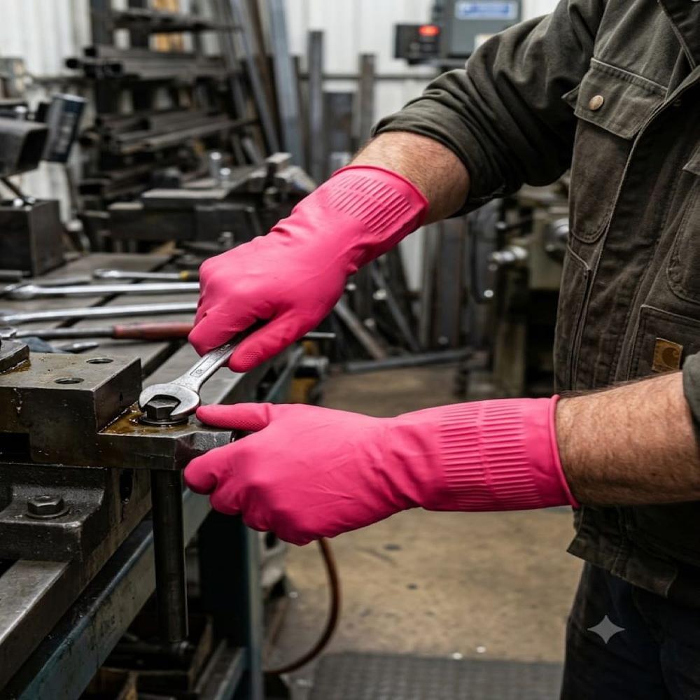 Ferra King Grip Pink Rubber Hand Gloves