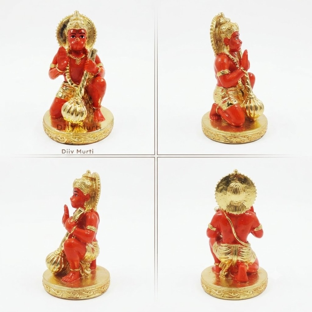 3 Inch Gold Plated Hanuman Idol