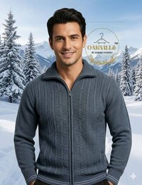 Zipper Sweater For Men - Wool Blend, Medium Stretch, Grey, Medium-large-xlarge | Anti-pilling, Breathable, Quick Dry, Stand Collar, Ribbed Hem & Cuffs