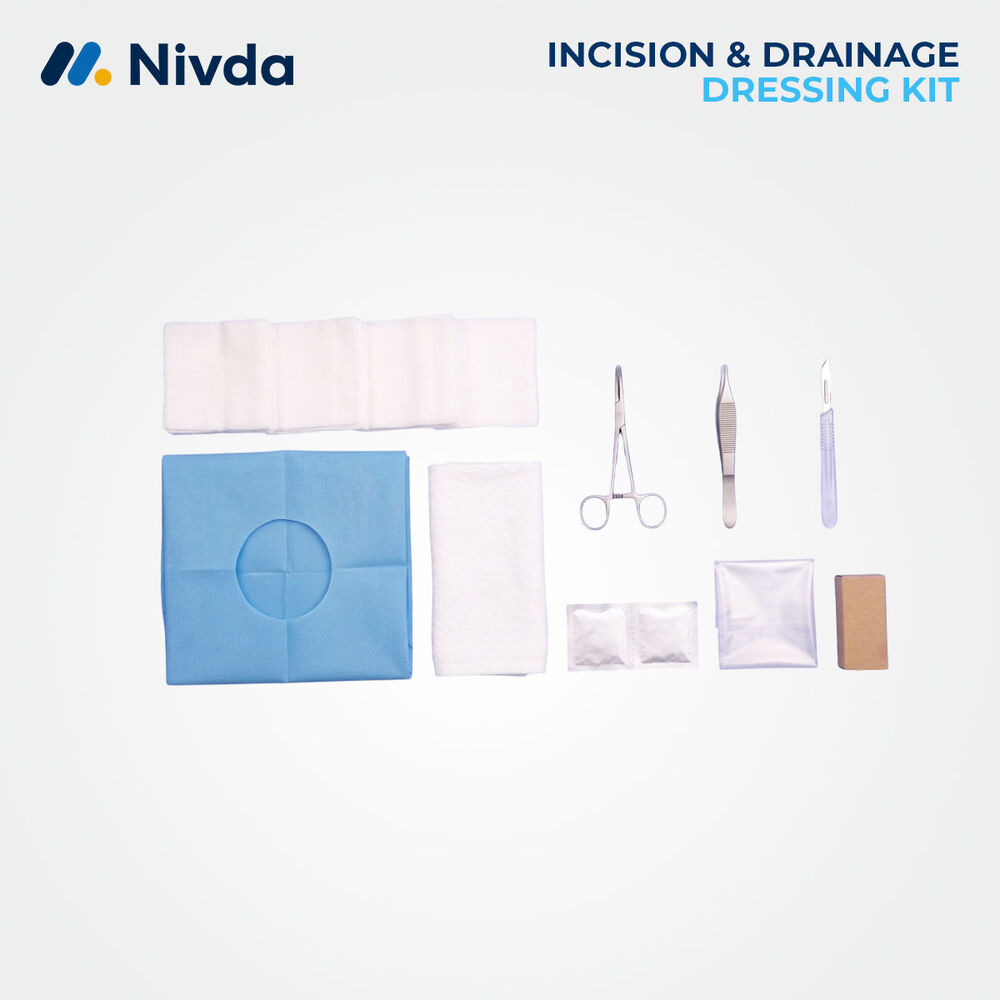 Incision Drainage Pack - Sterile Medical-grade Materials, Standard Size, Blue Drape, White Gauze | Ready-to-use, Single-use, Disposable, Eo Gas Sterilized