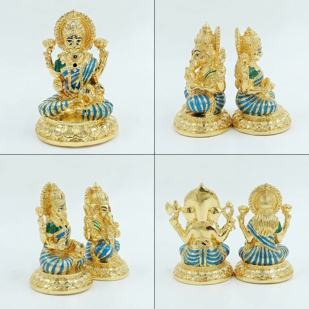 Gold Plated Laxmi Ganesh Statue
