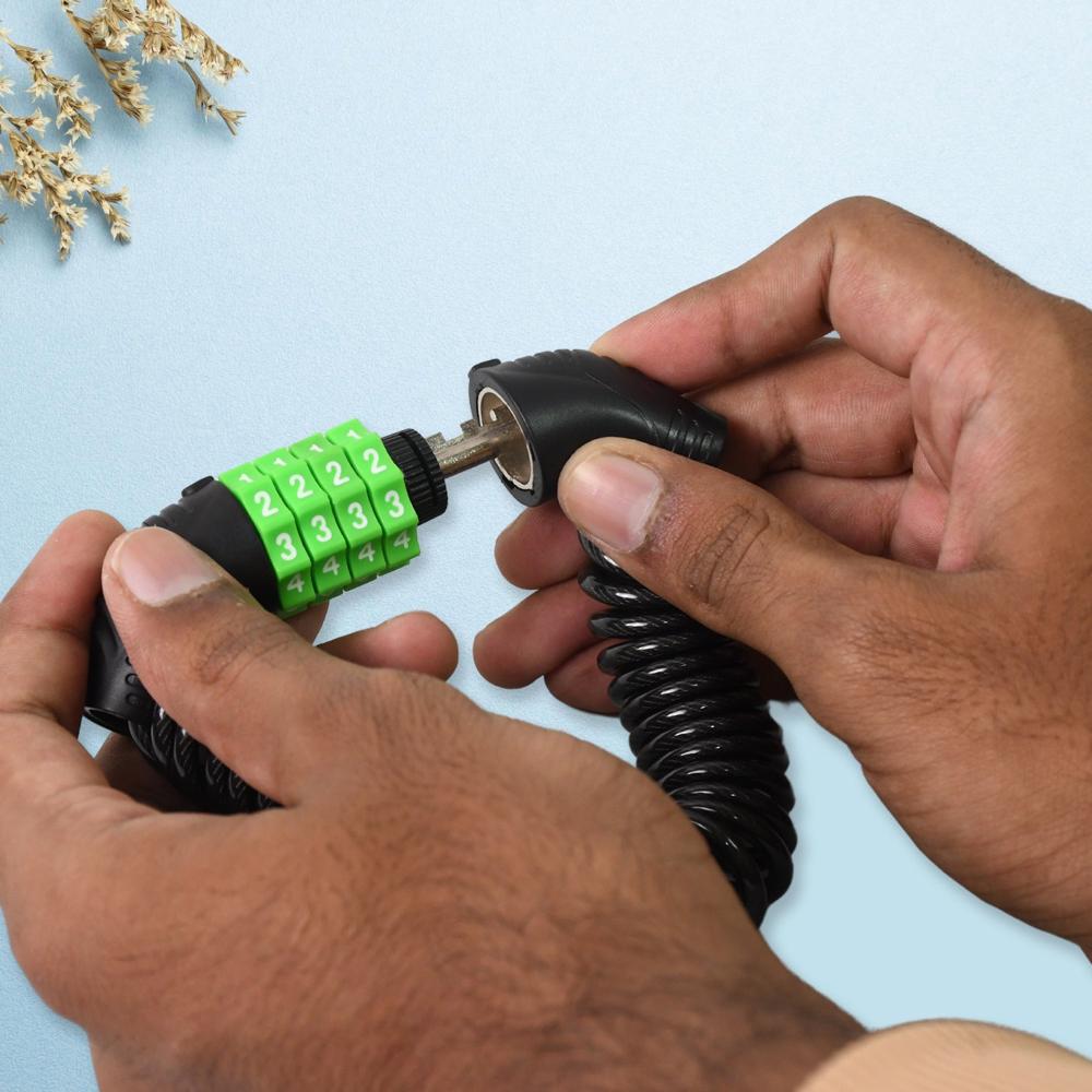 Spiral Cable Lock | 4-digit Combination Code | Bicycle Security Lock (1 Pc)