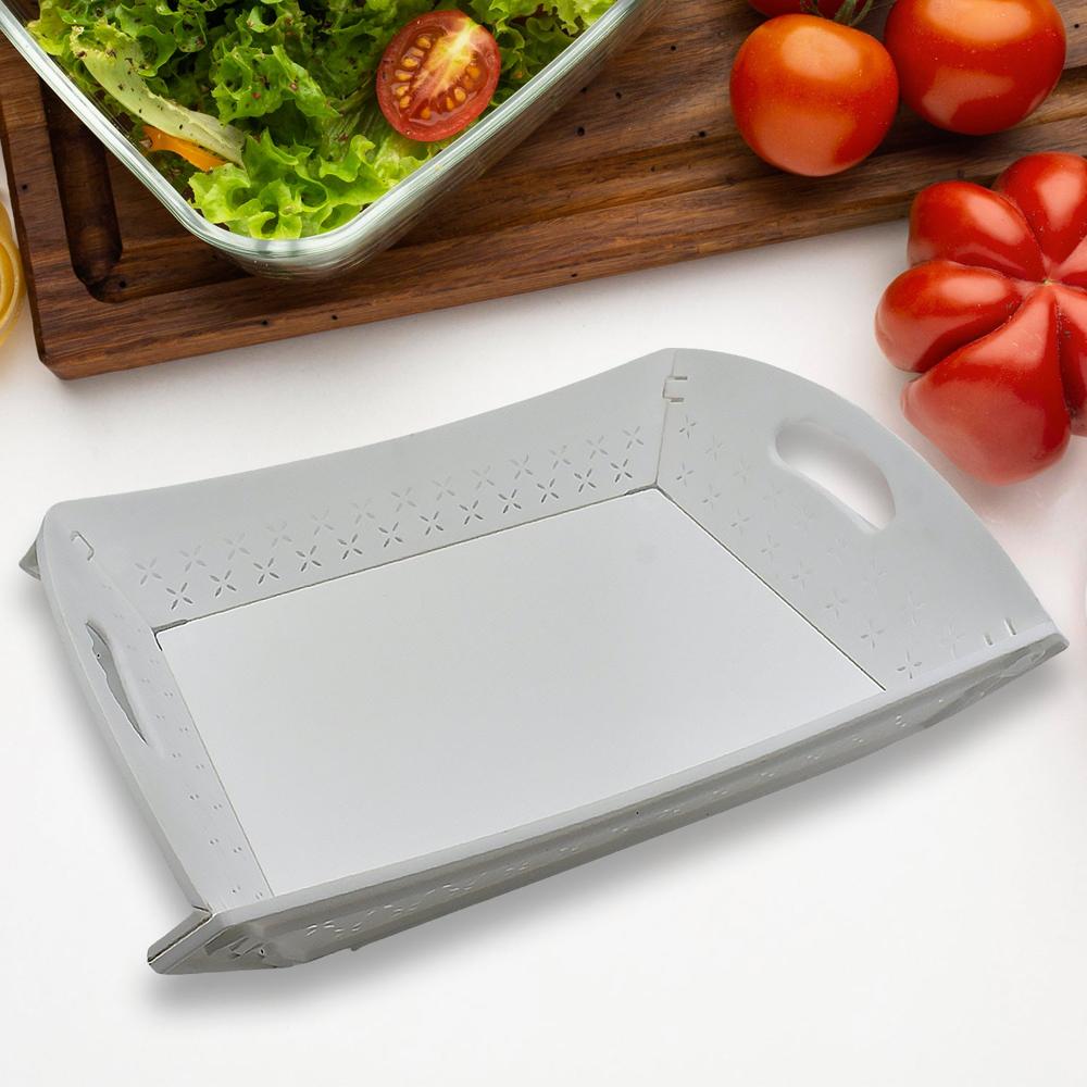 Foldable Plastic Serving Tray - Portable With Handle For Kitchen & Dining (1Pc) - Application: As Per Product Requirement