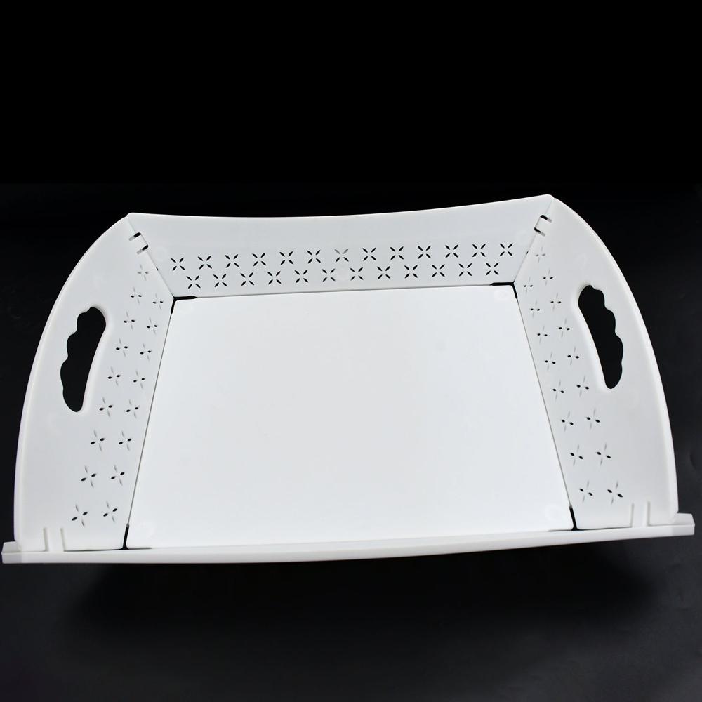Foldable Plastic Serving Tray - Portable with Handle for Kitchen & Dining (1pc)