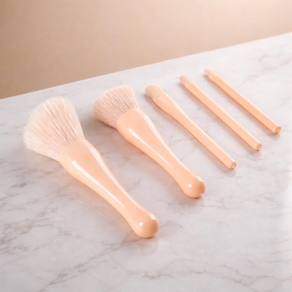 5 in 1 Makeup Brush Set with Mirror Box Compact Cosmetic Kit