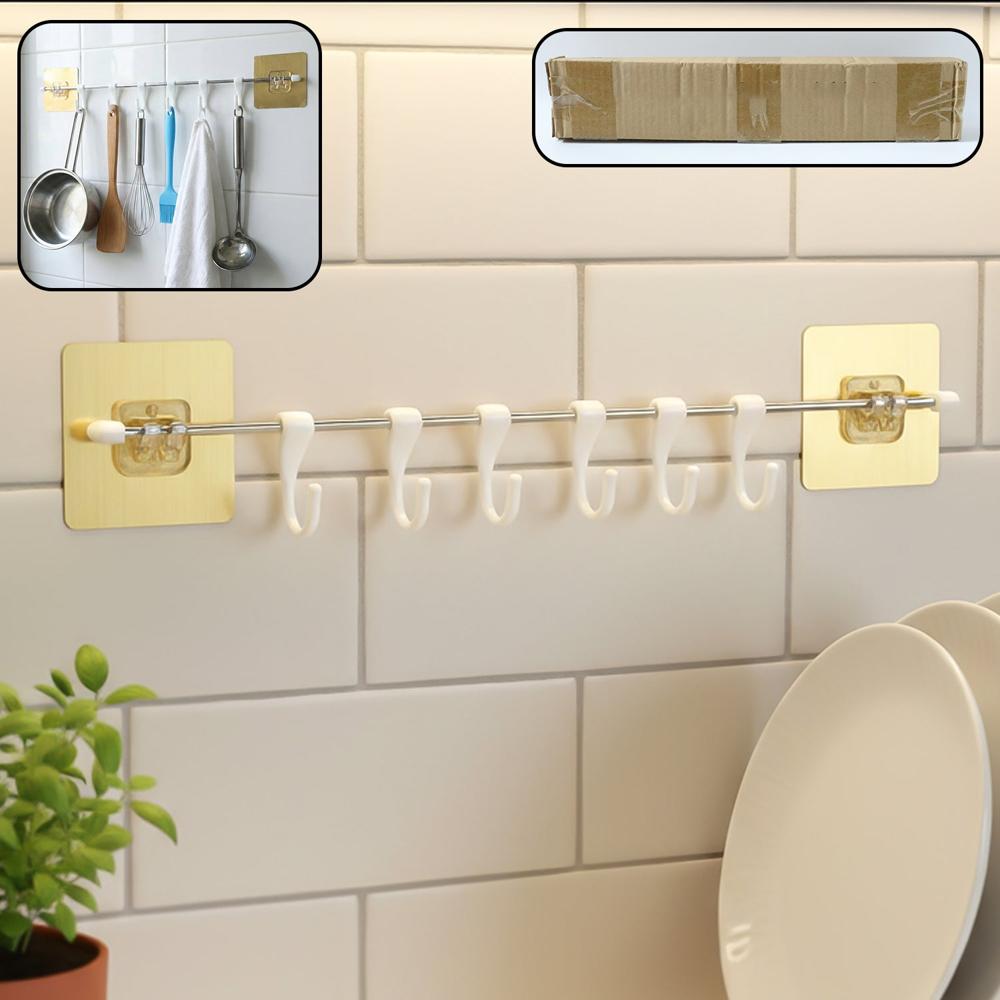 Wall Mounted Adhesive Kitchen Utility Hook Rack (1 Set) - Application: As Per Product Requirement