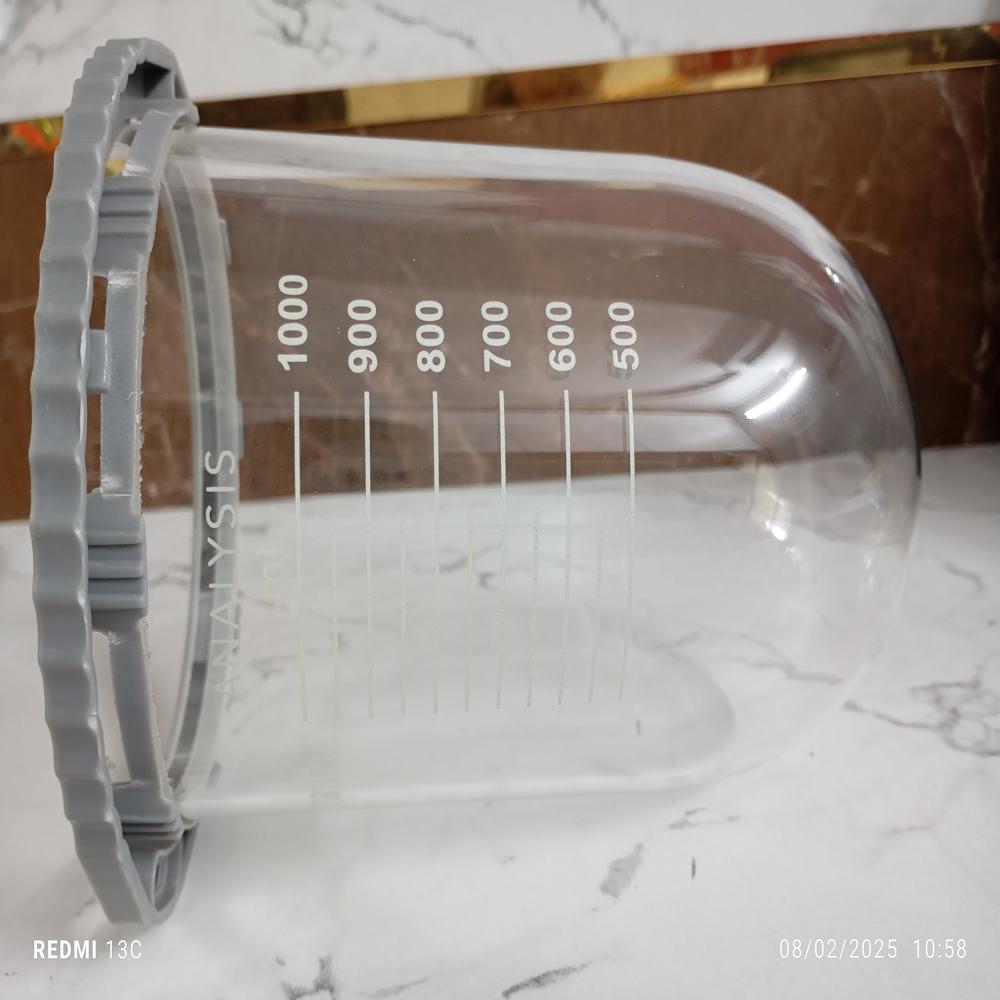 1000ml Clear glass vessel for Labindia With Ring