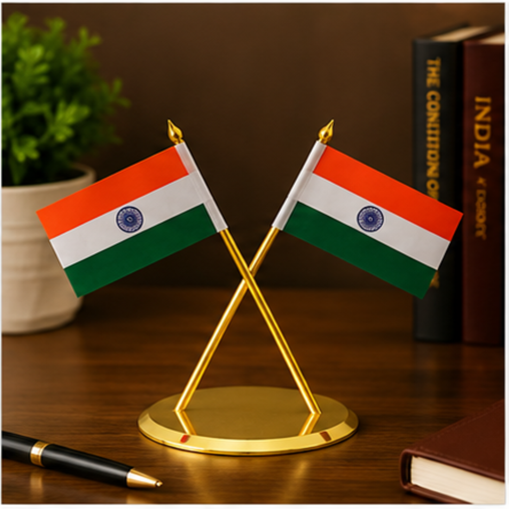 Round Metal Table Flag Stand (silver Finish) - Color: Customize