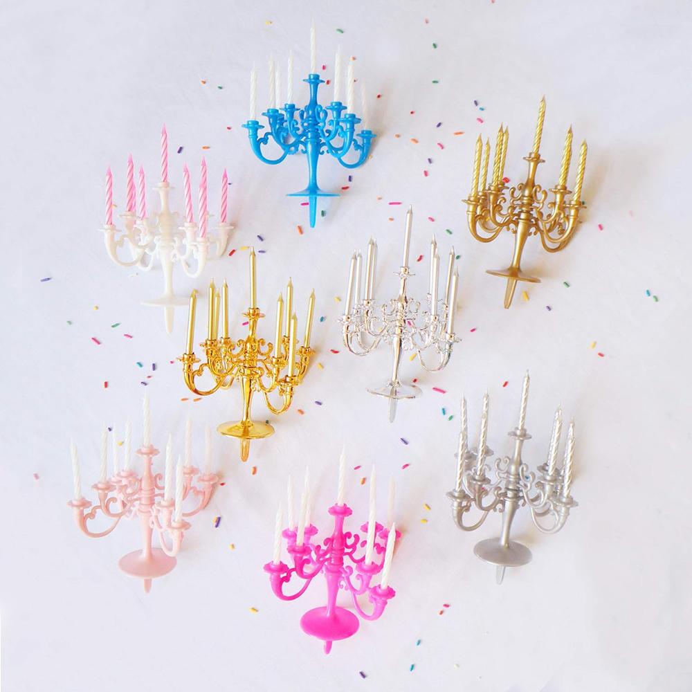 Luxury Birthday Candle Set Elegant Cake Toppers & Holders for Parties & Events