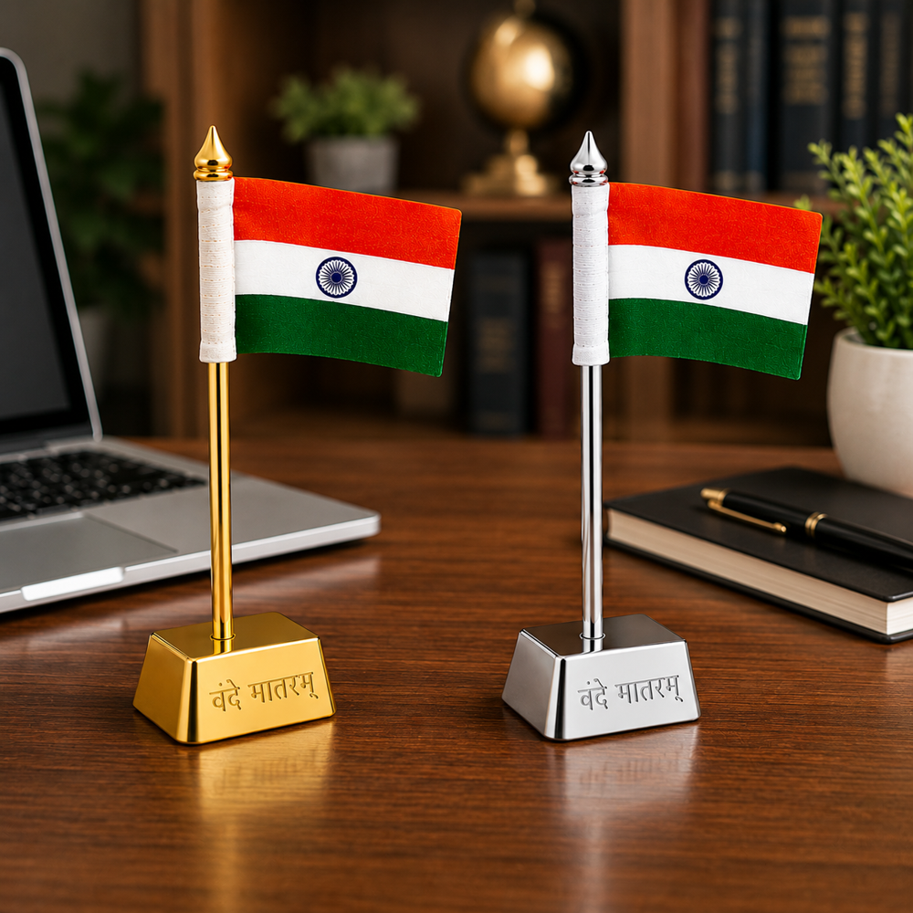 Mini Office Table Flag Stand - Material: Fabric + Metal