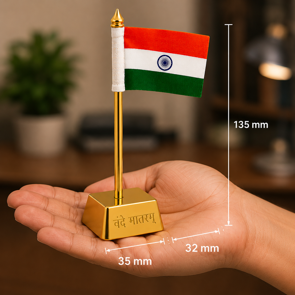Mini Office Table Flag Stand - Material: Fabric + Metal