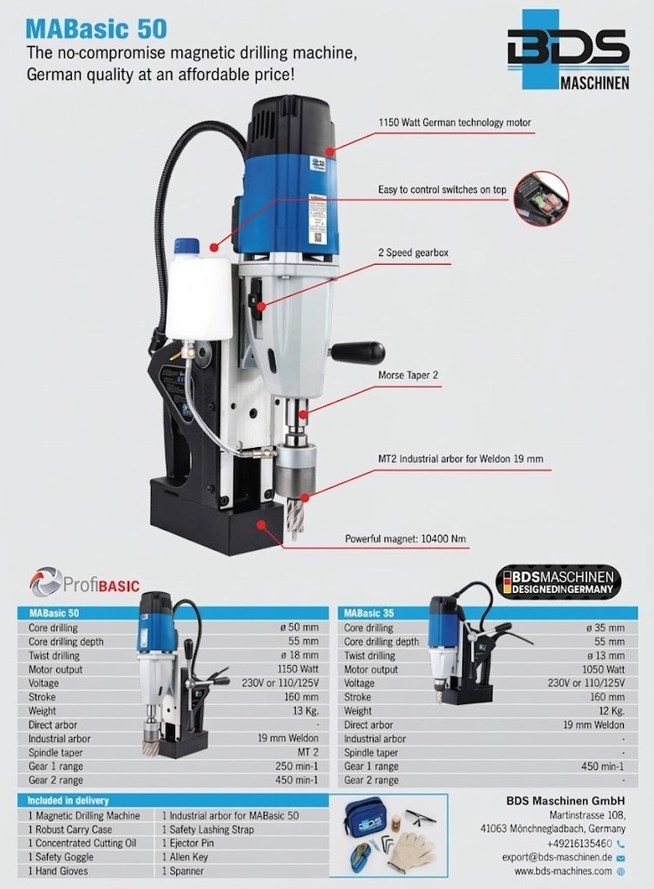 Bds Mab 50 50Mm Magnetic Drill Machine - Battery Capacity: N/A (Corded Electric)