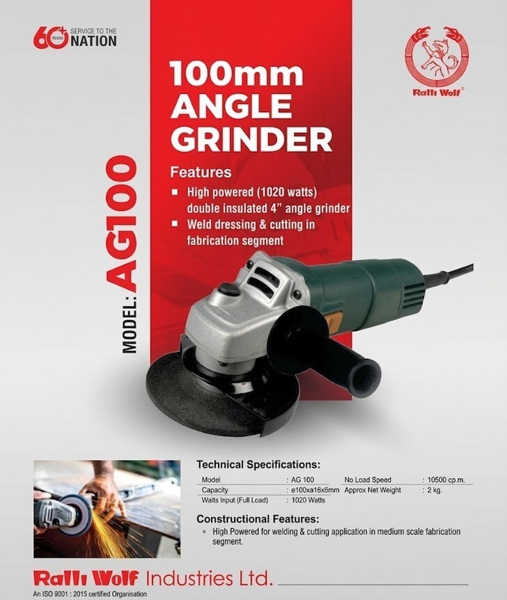 4" Angle Grinder 1020W - Density: 7.85 Gram Per Cubic Centimeter(G/Cm3)