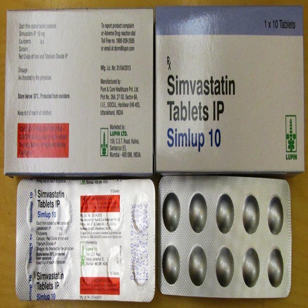 Simlup 10mg Tablet - Ingredients: Simvastatin (10mg)