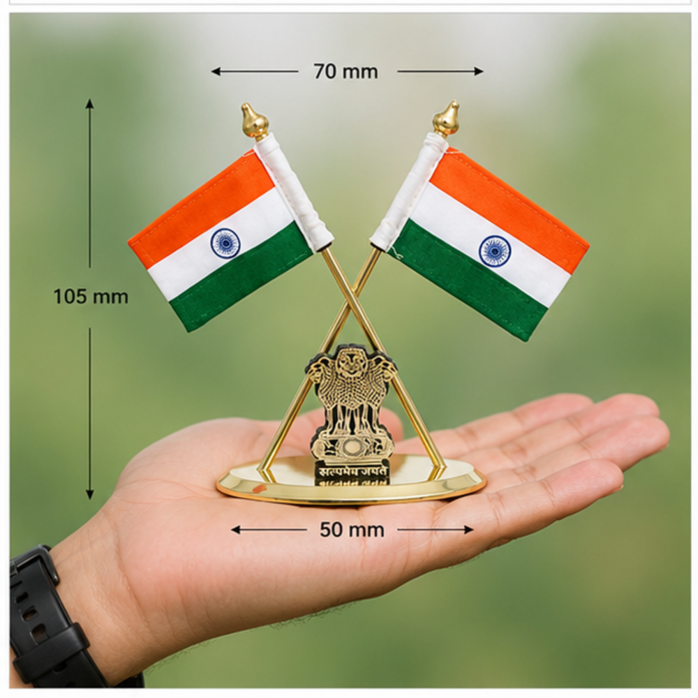 Ashoka Emblem Government Office Table Flag Stand